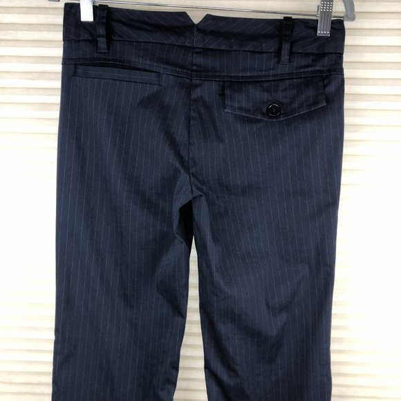 United Colors of Benetton Navy Pin Striped Flared Pants Quiet Luxury Old Money - Picture 11 of 13